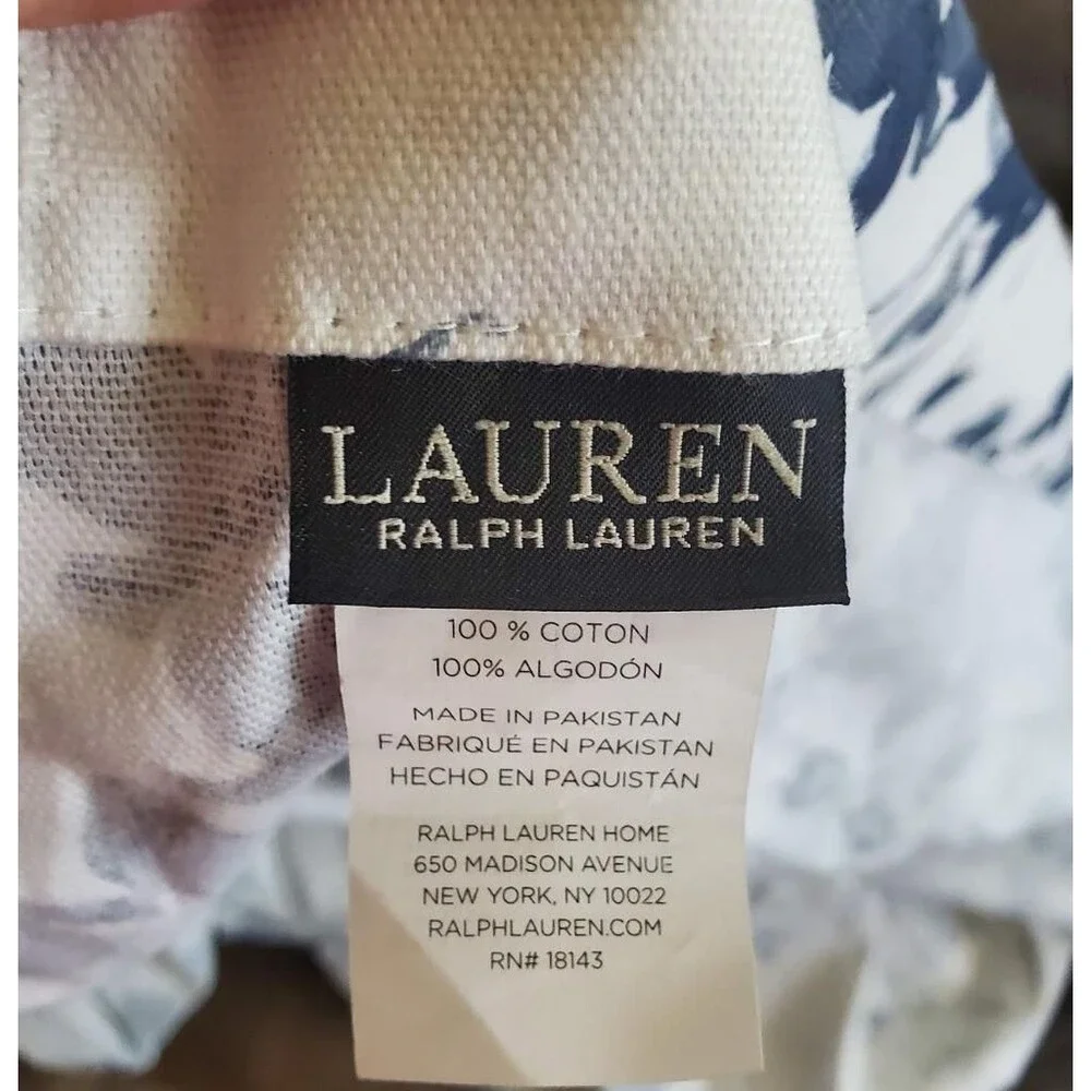 Ralph Lauren Shower Curtain Blue White Floral Cotton Fabric 70 x 72